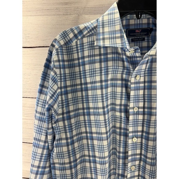 Vineyard Vines Plaid Button Up Shirt Men’s Cooper Premium 120’s Medium - Picture 4 of 9